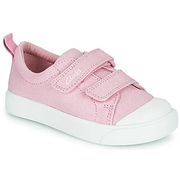 Image of Clarks Girl&#039;s City Bright T Low Top Sneakers, Pink Canvas, 6.5 UK