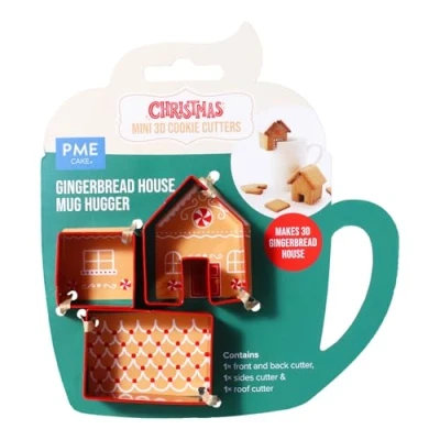 Image of PME Christmas Cookie Cutter Set of 3, Mini Gingerbread House, Mug Hugger