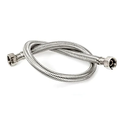 Image of DOJA Industrial Flexible tap Hose Female/Female F 3/8&quot; Pack 2 20 cm Long for or Shower in Stainless Steel Flexi Pipe as Kitchen tap, Hose, Bathroom