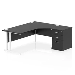 Image of Impulse 1800 RH Crescent Desk Black/White Cantilever 600 High Ped