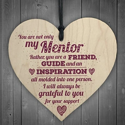 Image of RED OCEAN Mentor Friend Teacher Midwife Nurse Tutor Plaque Leaving Gift Wood Heart Sign Thank You Present