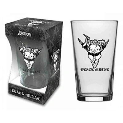 Image of Venom Glass Black Metal Logo England Beer Long Drink XL Drinking Pint