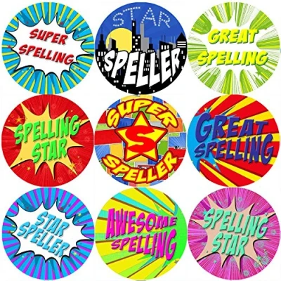 Image of 144 Superhero Speller 30mm Reward Stickers for School Teachers, Parents, Nursery
