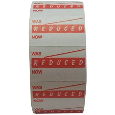 Image of Gato CT7 26mm x 16mm Price Gun Labels Printed &#039;Reduced was/Now&#039; White 10 Rolls / 12,000