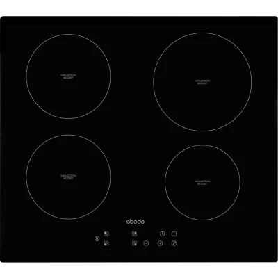 Image of Abode Electric Hob 59cm Ceramic Cooktop with 4 Cooking Zones, 9 Power Levels, Touch Control &amp; Easy Clean, Safety Cut Off, Timer LED Display, Child Lock Keep Warm Features A60EH301B (Induction Hob)
