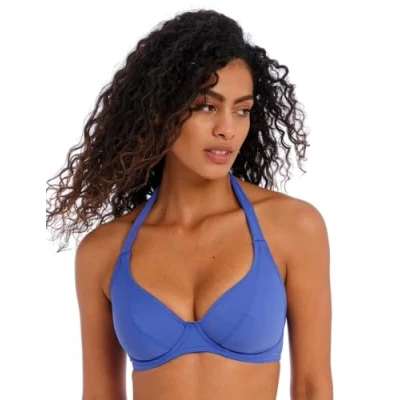 Image of Freya Jewel Cove Halter Bikini Top Plain Azure Blue 32GG