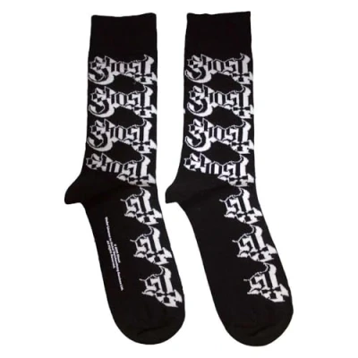 Image of Rock Off officially licensed products Ghost Band Logo Pattern Ankle Socks UK Size 7 11, black, M