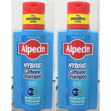 Image of Alpecin Hybrid Caffeine Shampoo, 2x250ml Moisturises and soothes the scalp, prevents hair loss