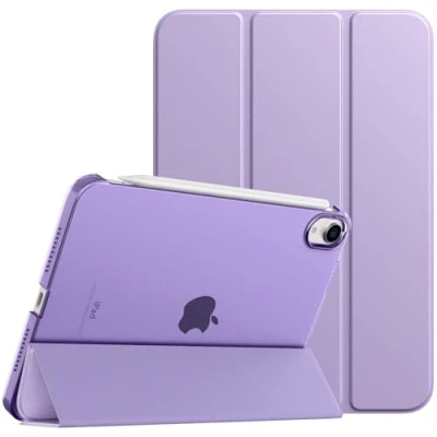 Image of TiMOVO Case for iPad Mini 7 A17 Pro 8.3 inch 2024, 6th Generation Case, Slim Translucent Hard Back Folio Cover Support Touch ID &amp; Apple Pencil Charging, Auto Wake/Sleep Taro Purple