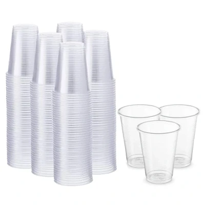 Image of CHEF ROYALE Pack of 200 Clear Plastic Cups 7oz Disposable Drink Water &amp; Juice Durable and Glasses for Travel, Parties Events 180ml Drinking (200)