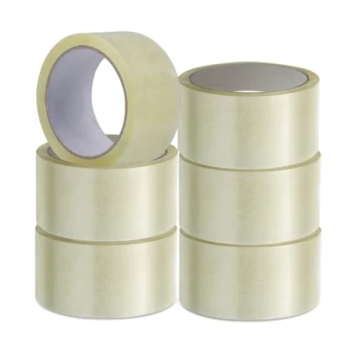 Image of Packaging Tape, Brown Low Noise Tape 48mm x 66mm, Heavy Duty For Box Packaging, Strong and Secure Moving House, Sticky (CLEAR, 6 ROLLS)