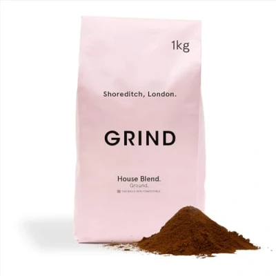 Image of Grind House Blend Ground Coffee 1kg Bag of Medium/Light Roast 100% Arabica Suitable for Cafetière, Moka Pot, AeroPress and Filter Brew Ethically Sourced