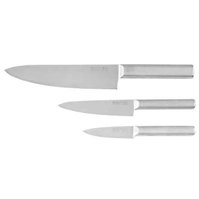 Image of Salter BW11565CI Set of 3 Professional Kitchen Knives Stainless Steel Chopping Knives, Includes Carving, Santoku &amp; Paring Knife, Ideal for Slicing, Mincing, Precision Work, Contemporary Design