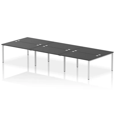 Image of Impulse Bench B2B 6 Person 1400 Silver Frame Office Desk Black