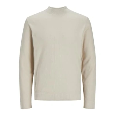 Image of JACK &amp; JONES Men&#039;s Jprccthomas Knit Mock Neck Jumper, Almond Milk, M