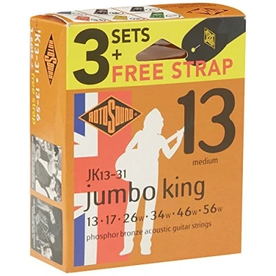 Image of Rotosound JK Akoestisch Gitaar Jumbo King Fosfor Brons Set van 3+Strap JK13 31 F