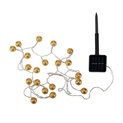 Image of Pauleen 48183 Sunshine Glamour Solar Fairy Lights for Balcony or Garden Gold Outdoor Lighting Metal 3000 K