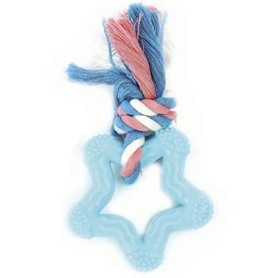 Image of LITTLE RASCALS STAR TEETHER TOUGH DOG PUPPY CHEW TOY WITH ROPE 37780