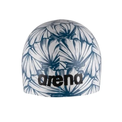 Image of Arena Unisex Adult Poolish Molded Silicone Swim Cap for Training and Racing, One Size Fits Most, Shell/Blue White, 1E774 236 NS