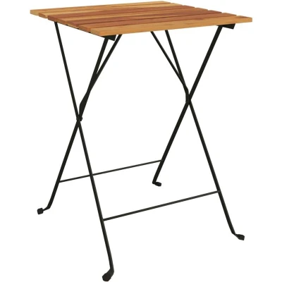 Image of vidaXL Folding Bistro Table 55x54x71 cm Solid Wood Teak and Steel