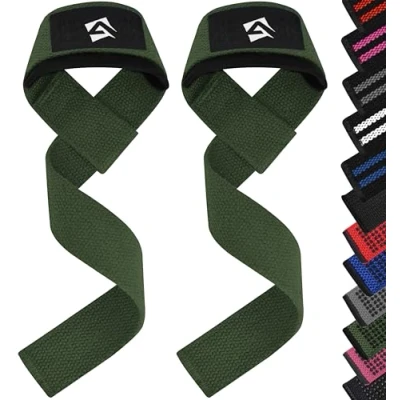 Image of AQF Lifting Straps, Weight Wrist 60CM Heavy Duty Gym Straps with 5MM Neoprene Padded Support, Anti Slip Bar Grip, Ideal for Weightlifting, Deadlifting, Bodybuilding Workouts