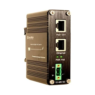 Image of Parallax Digital Technologies 1 Port 10/100/1000 BASE T 30W Industrial PoE Injector 12 48VDC