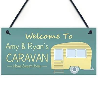 Image of RED OCEAN Caravan Door Sign Personalised Hanging Plaque Accessories