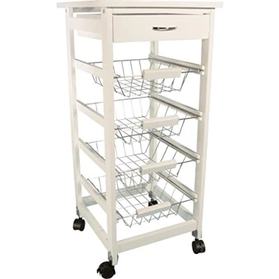 Image of Kitchen Trolley with 4 Castors 2 Lockable, Extra Space, Caddy, Serving