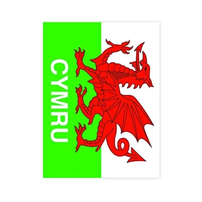 Image of Wales Welsh Cymru Flag Decal Sticker Car Bike (Cymru Dragon Medium Oblong)