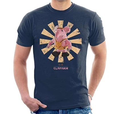 Image of Clanger Retro Japanese Men&#039;s T Shirt Navy Blue