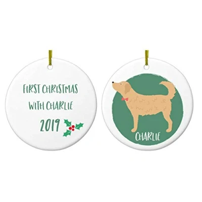 Image of NOT JUST A PRINT Personalised Dog Christmas Decoration Bauble Owner Gift Memorial Ornament (Golden Retriever)
