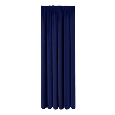 Image of Oxford Homeware Pencil Pleat Blackout Curtains for Bedroom Energy Saving 66x84 inch Navy Tape Top Curtain Thermal Insulated Living Room 1 Panel with Tie Back