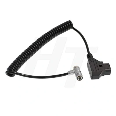 Image of HangTon BM5 BM7 HH7 HS7T Monitor D Tap Aviation 4 Pin Power Cable for PortKeys, Coiled Right Angle 4P (elbow)
