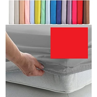 Image of SUPER SINGLE EXTRA WIDE FITTED SHEET 3&#039; 6&quot; X 6&#039; 3&quot; (42&quot; 75&quot;) 22 COLOURS 300TC (Red, 13)