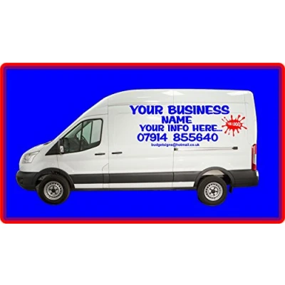 Image of LARGE CUSTOM VAN VEHICLE 2 COLOUR GRAPHICS SIGN WRITING KIT DECALS LETTERING STICKERS