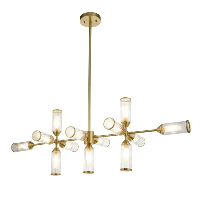 Image of Trieste Bar Pendant Ceiling Light Satin Brass Plate, Clear, Frosted Glass