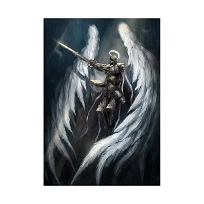 Image of Wee Blue Coo Painting Illustration Fantasy Medieval Warrior Knight Wall Art Print
