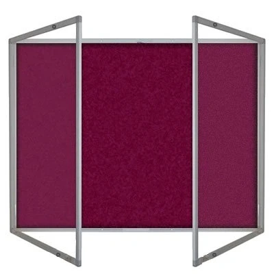Image of Tamperproof Lockable Noticeboard Class 1 Aluminium Framed 1500mm x 1200mm, Burgundy, Double Doors