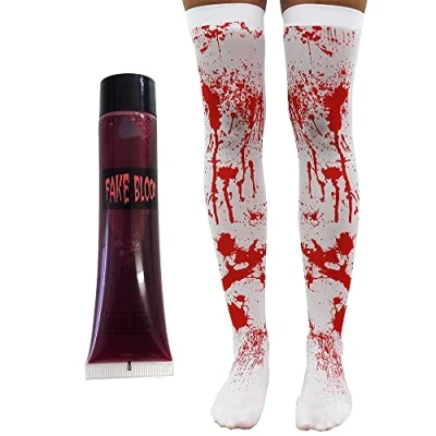 Image of Blood Stained Stockings &amp; Fake Tube Zombie Schoolgirl Halloween Fancy Dress