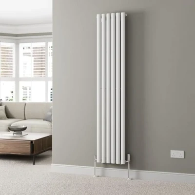 Image of DuraTherm® 1800 x 360mm White Vertical Designer Radiator Single Column Oval Tube Modern Central Heating Panel Bathroom Radiators