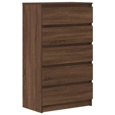 Image of vidaXL Brown Oak Engineered Wood Drawer Cabinet Spacious Organizational Solution For Bedroom And Living Room, Easy Clean Surface