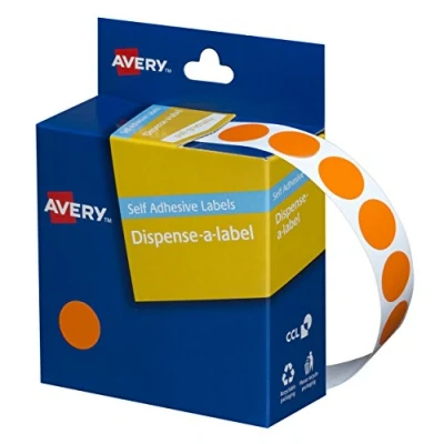 Image of Avery Orange Circle Dispenser Labels, 14 mm Diameter, 1050 Labels (937240)
