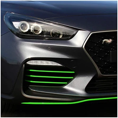 Image of Finest Folia Film Set Radiator Grille Designline Air Intake Frame Vehicle Front Decor Sticker Perfect Fit Self Adhesive Car Accessories D010 (Neon Green)
