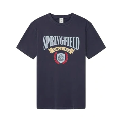 Image of SPRINGFIELD Men&#039;s Reconsider Basic V Neck Cotton with Elastane T Shirt, Dark_Blue, S