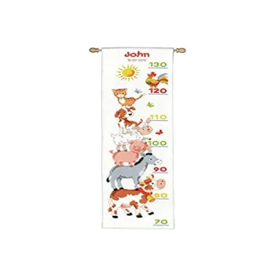 Image of Vervaco Height Chart Farm Animals Counted X Stitch Kit, Multi Colour