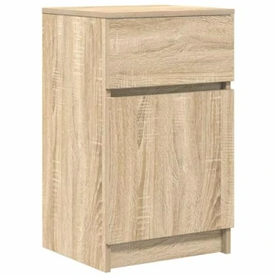 Image of vidaXL Bedside Cabinet Sonoma Oak 39x35x65 cm Engineered Wood Nightstand with Versatile Door, Ample Storage for Bedroom