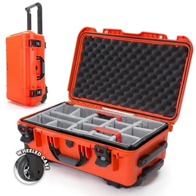 Image of Nanuk 935 Waterproof Carry On Hard Case with Wheels and Padded Divider Orange