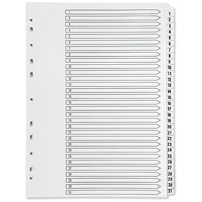 Image of Q Connect 1 31 Index Multi punched Polypropylene White A4 Ref KF01357