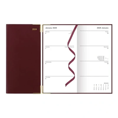 Image of Letts of London Classic Slim Week to View Planner with Monthly Planners, 8.63 inch Length, Burgundy, Office and School Supplies