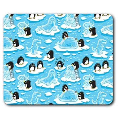 Image of Cartoon Penguins Iceberg Ice Mouse Mat Pad Computer PC Laptop Gaming Office Home Desk Accessory Gadget 3174
